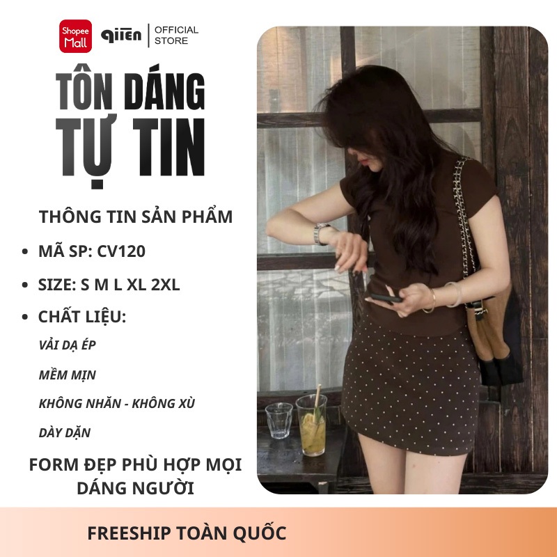 [DẠ ĐẸP] Chân váy nữ chữ A chất dạ ép chấm bi có lót quần QIIEN chân váy Nữ Mini Skirts dáng chữ A Basic CV120 | BigBuy360 - bigbuy360.vn