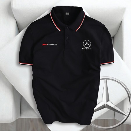 Áo Thun Polo có cổ ngắn tay cao cấp Mec AMG Bạc - Vải Cotton Thấm Hút Mồ Hôi, Vải Đẹp, không bông xù