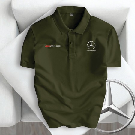 Áo Thun Polo có cổ ngắn tay cao cấp Mec AMG Bạc - Vải Cotton Thấm Hút Mồ Hôi, Vải Đẹp, không bông xù