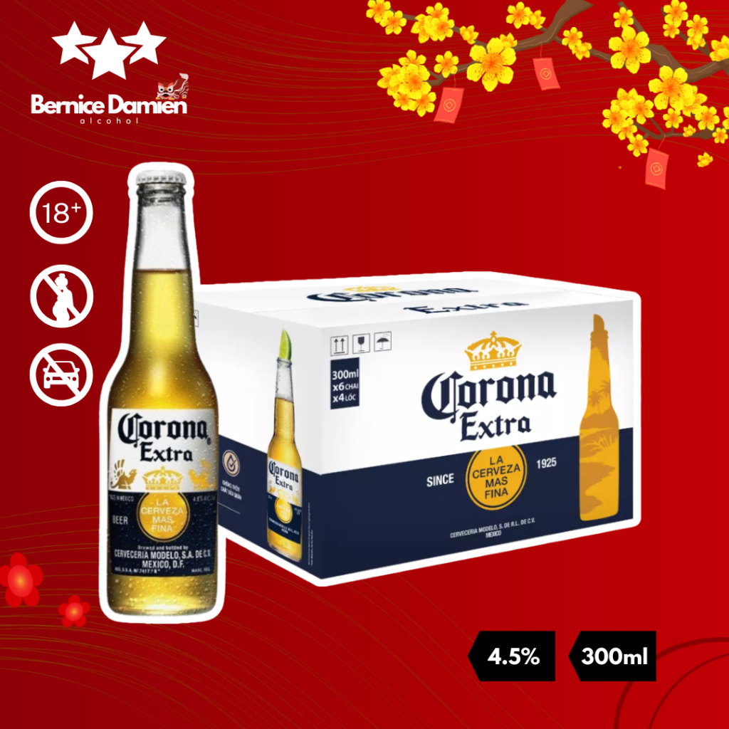 [Thùng] Bia Corona Extra 24 Chai 300ml Nồng Độ 4.5% - Có ship Hỏa Tốc