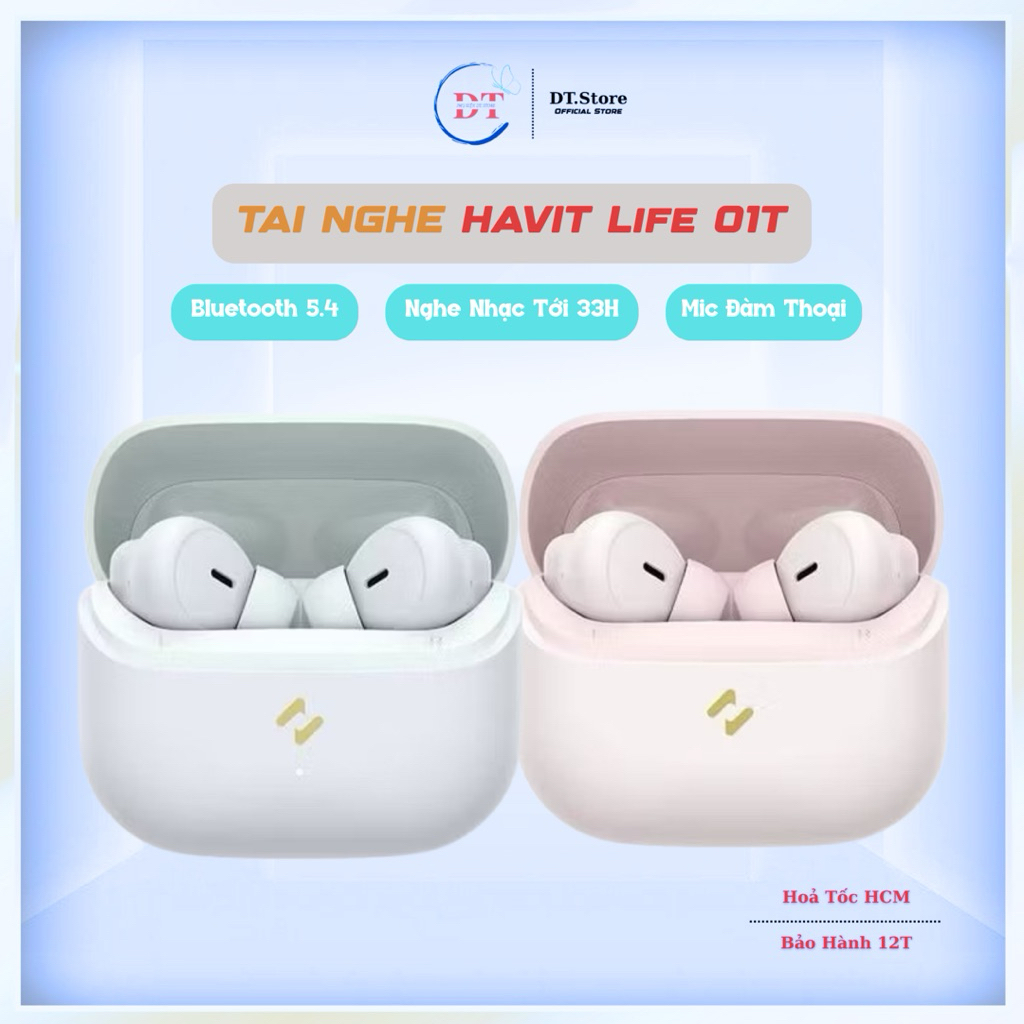 Tai Nghe TWS HAVIT LIFE 01T Model HAVIT TW982, BT 5.4 Gọn Nhẹ, Công Nghệ AI Khử Ồn, Nghe Đến 33H - B