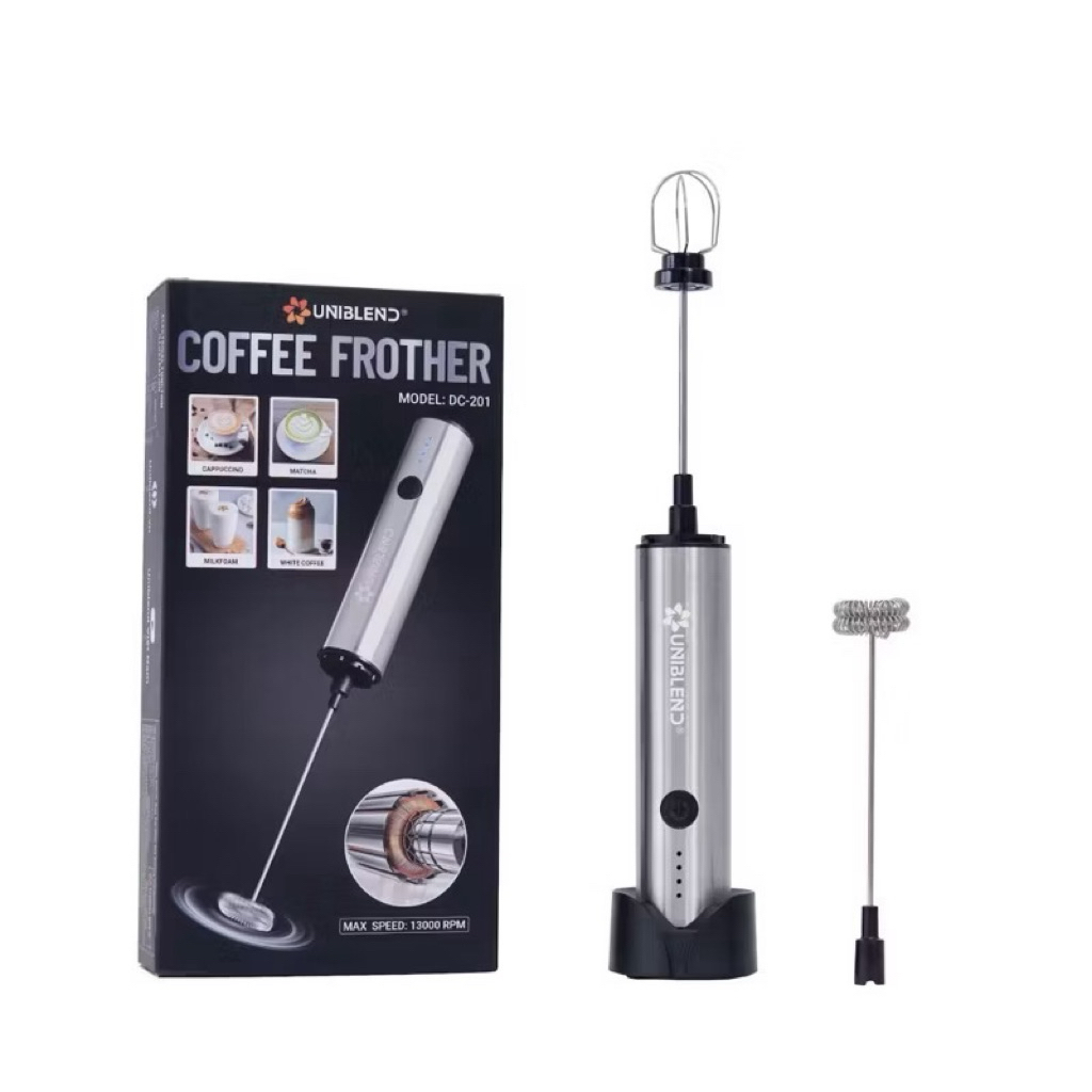 Máy đánh bọt cafe, bọt sữa, máy đánh trứng cầm tay đa năng Uniblend DC-201 + Milk Frother MFB1501G