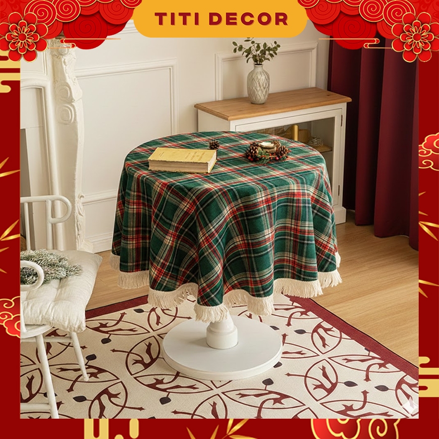 Khăn Trải Bàn Trang Trí Tết 2026, Khăn Bàn Nhung Decor Tết Bính Ngọ, Decor Noel, TiTi Decor