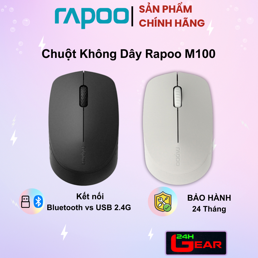 Chuột không dây RAPOO M100 Silent ( 2 chế độ kết nối 2.4Ghz & Bluetooth )