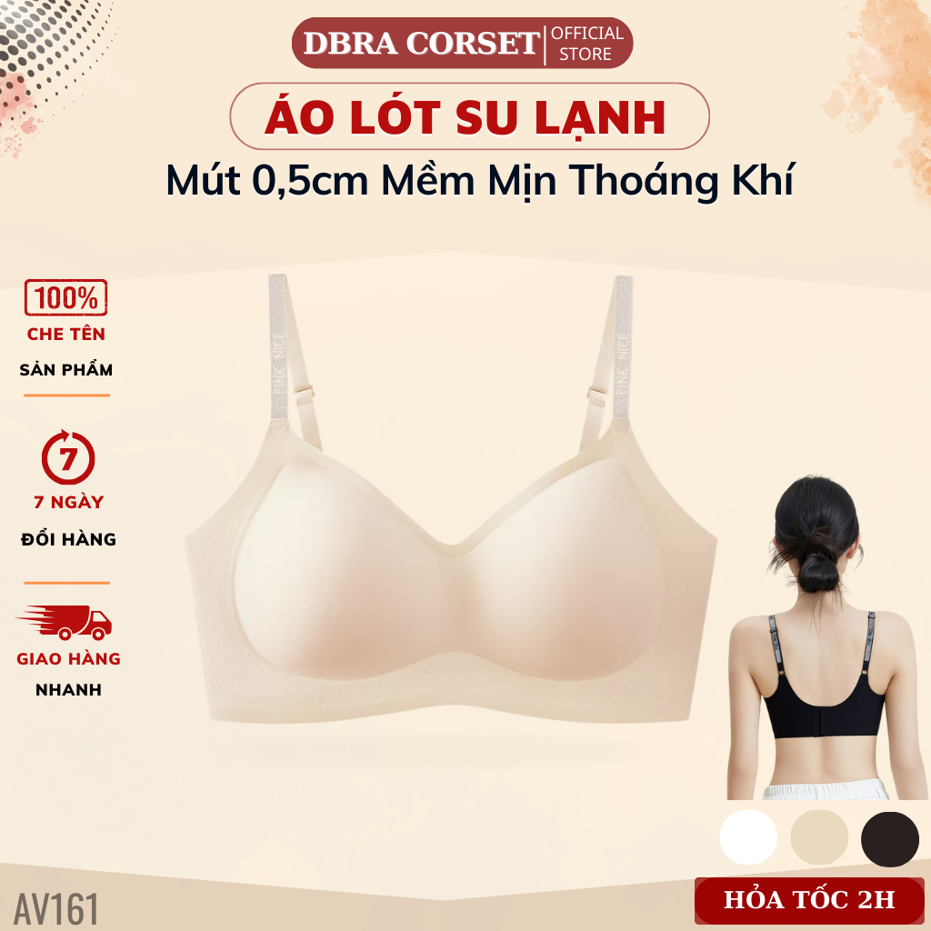 Áo Lót Không Gọng Mút Mỏng 0,5cm Dây Vai Ánh Kim – Chất Su Lạnh Mềm Mịn DBRA AV.161