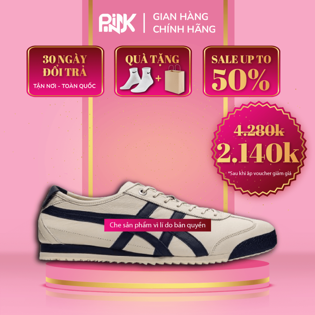 | AUTHENTIC | Giày Onitsuka Tiger Mexico 66 SD 'Cream Navy' - Pink Sneaker Authentics