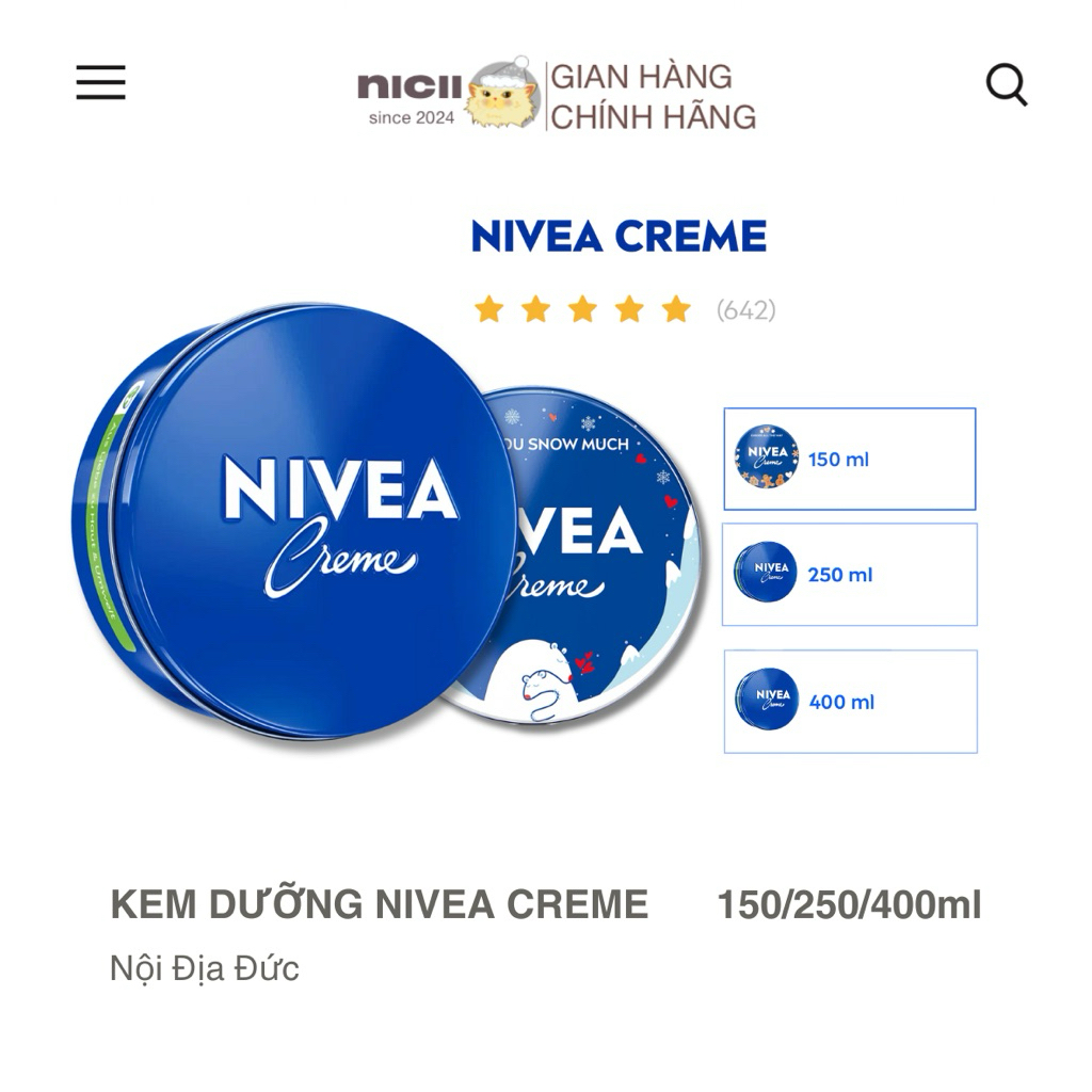 Kem dưỡng ẩm Nivea Creme - Kem dưỡng ẩm da sáng mịn NIVEA hộp thiếc nội địa Đức, date mới