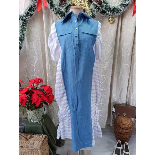 NH CLOTHING NEW TAG - Đầm suông phối jean bymo - SIZE XL