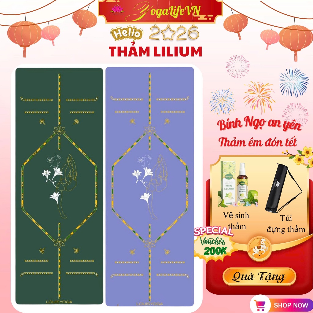 Thảm tập yoga  Louis - Lilium cao su PU sinh thái – Bám chắc, êm ái, kháng trượt