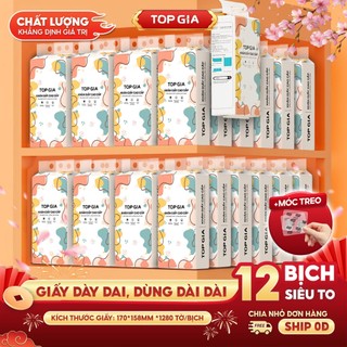   SIÊU TO CAO CẤP  Giấy vệ sinh treo tường TopGia thùng 10 12 8 6 bịch đa sắc 1280 tờ 4 lớp 