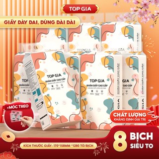   LOẠI TO ĐẶC BIỆT  Thùng 8 bịch khăn giấy rút Top Gia treo tường đa sắc 1280 tờ siêu dai và mềm mịn 