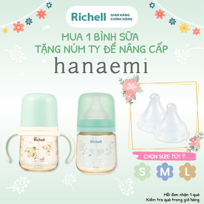 Bình sữa RICHELL Nhật Hanaemi chống sặc PPSU và Thủy tinh | Baby