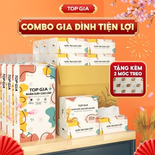   Combo gia đình tiện lợi  Thùng 20 gói giấy ăn và 4 bịch giấy rút cao cấp TopGia mềm mịn thấm hút 