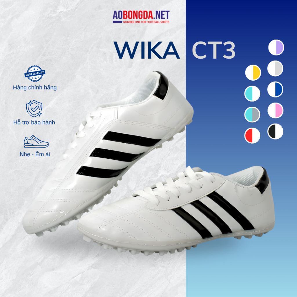 Giày Đá Bóng Wika 3Sọc Toni Kross 11Pro Chính Hãng, Giày Ba Sọc Sân Cỏ Nhân Tạo Khâu Full