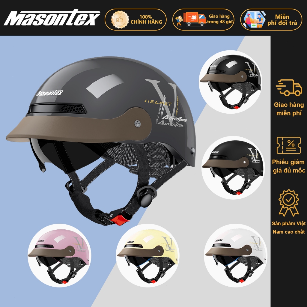 [HOT] Mũ bảo hiểm 2/1 MASONTEX cao cấp cho xe máy – thoáng khí, thoải mái – nhiều màu, unisex