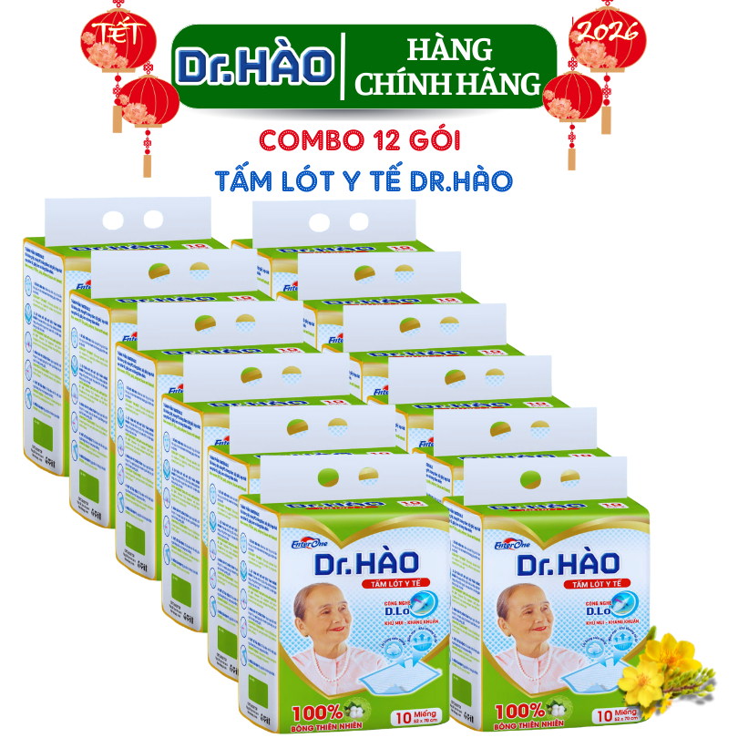 Tấm Lót Y Tế Dr. HAO 10 Miếng Kích Thước 52*70cm(Combo 12 Gói )