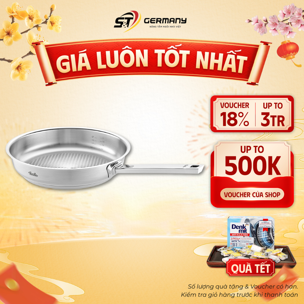Chảo Fissler Profi Original Collection 24cm 28cm đáy Cookstar, chảo inox chiên xào đáy từ Made In Ge