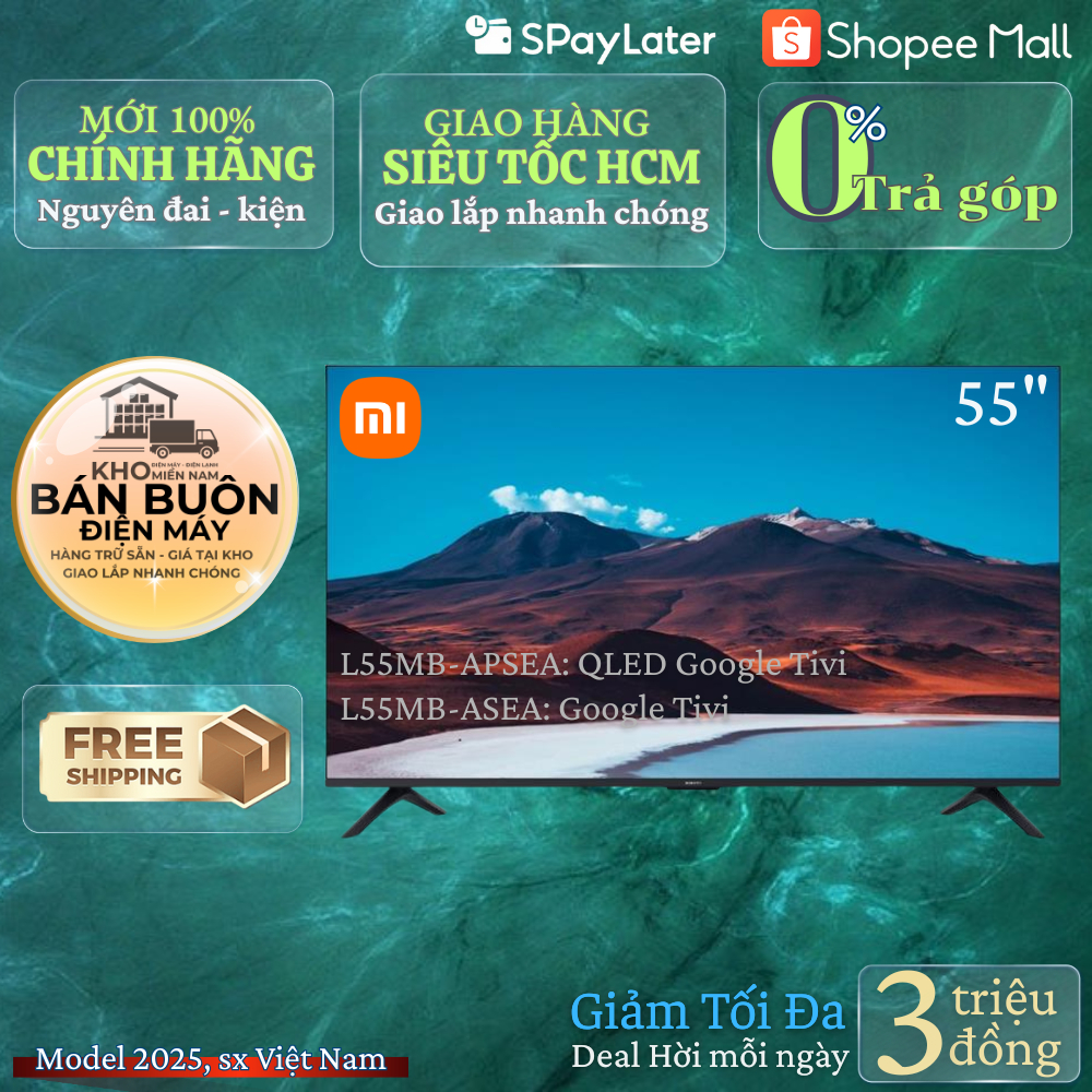 Tivi Xiaomi L55MB-ASEA || L55MB-APSEA 2026 – 4K Google TV, Dolby Audio, QLED HDR10+