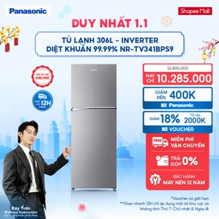   NHẬP ELPN2TQ GIẢM 18% TỐI ĐA 2000K  Tủ lạnh Panasonic Inverter 306 lít NR-TV341BPS9 Tiết kiệm điện diệt khuẩn 99.99% 