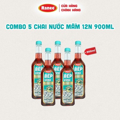 {Đơn 199k tặng Vá Inox} Combo 5 chai nước mắm cá cơm Bếp Vàng 900ML (900ml x 5)
