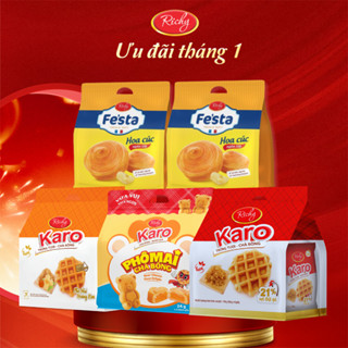  Combo 5 Bịch Bánh Tươi Richy Karo: Chà Bông Sợi Gà,Phô mai Hoàng Kim Gấu & Bánh Mì Hoa Cúc 