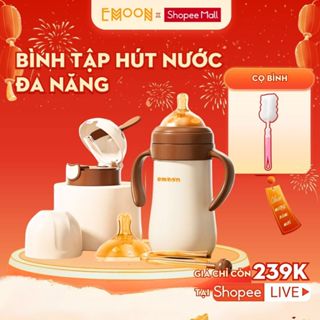  Bình tập uống nước giữ nhiệt đa năng Emoon có 2 đầu thay thế an toàn tiện lợi 
