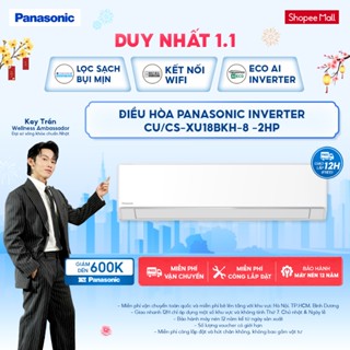   TRẢ GÓP 0%  Máy lạnh  Điều hòa Panasonic Inverter CU CS-XU18BKH-8 -2HP-1 chiều - ECO AI 