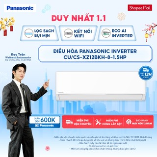   ELPN2TQ GIẢM 18% TỐI ĐA 2000K  Máy lạnh Điều hòa Panasonic Inverter CU CS-XZ12BKH-8-1.5HP-ECO AI 