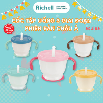 Cốc tập hút, tập uống 3 giai đoạn RICHELL Nhật AQ 150ml phiên bản châu Á | Baby