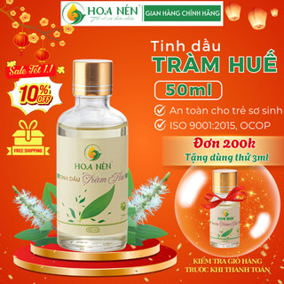  Tinh dầu Tràm Huế nguyên chất 50ml - Hoa Nén - Chuẩn VietGAP - Chăm sóc mẹ và bé sơ sinh- Vegan 