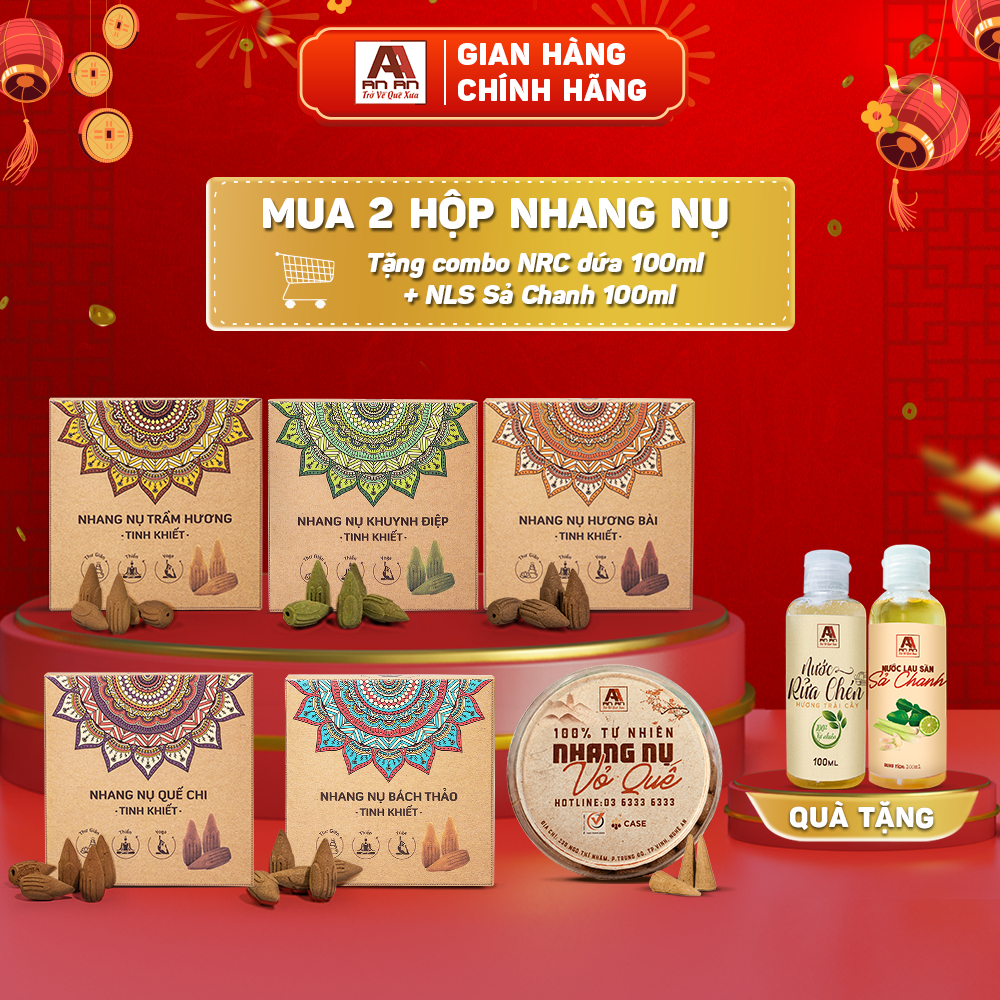 Nhang nụ khói ngược AN AN 39 nụ- nụ trầm hương, khuynh diệp, quế, bách thảo, hương bài, nhang thơm tự nhiên xông nhà