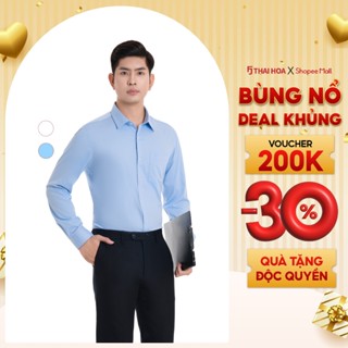  Áo sơ mi nam 23ASM-993 dài tay dáng suông chất liệu sợi tre trơn nhiều màu Thái Hòa 