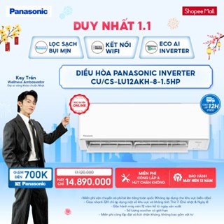   LIVESTREAM  Máy lạnh  Điều hòa Panasonic Inverter CU CS-LU12AKH-8-1.5HP-Một chiều - ECO AI 