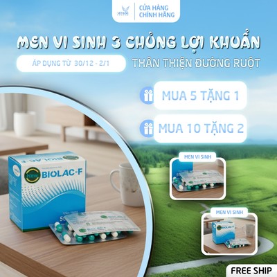 Men Vi Sinh New Biolac-F VietHung Pharma, Bổ Sung Lợi Khuẩn, Giảm Tiêu Chảy, Táo Bón Hộp 100 viên