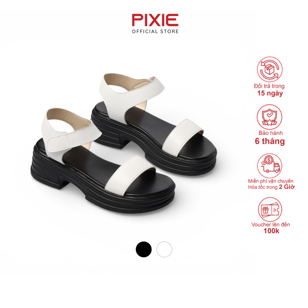 Giày Sandal Nữ Đế Xuồng 5cm Quai Ngang Pixie H426