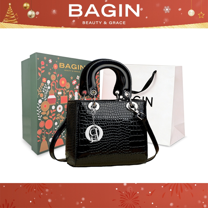  BAGIN Túi Quai Xách Nữ  Họa Tiết Da Cá Sấu Sang Trọng Túi Đi Tiệc Thanh Lịch 