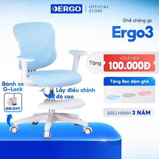   VOUCHER 100K  Ghế Ngồi Học Chống Gù DERGO LEO Ergo3 Tựa Lưng Lưới Thoáng Khí Bánh Xe Khóa Trọng Lực 