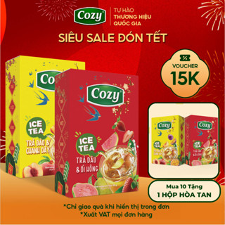  Trà Trái Cây Cozy Ice Tea Hộp Tết Làm Giỏ Quà Tết Trà Hòa Tan Đào Chanh Dây Dâu Ổi Hồng Hộp 8 gói x 15gr 