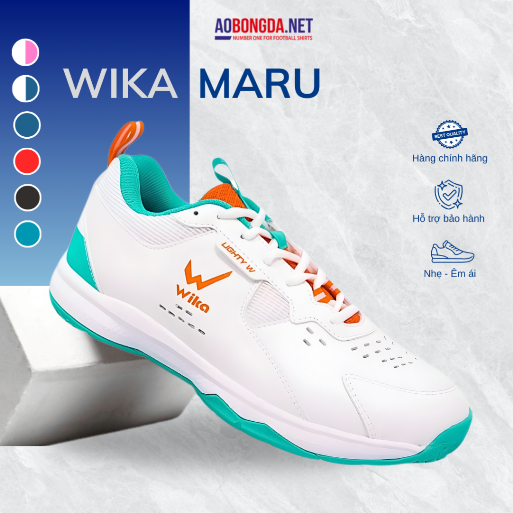  Giày Bóng Chuyền Giày Cầu Lông Wika Maru Nam Nữ Chính Hãng Da Pu Chống Xước Đệm EVA Êm Ái Tặng Bó Gối + Găng Nắng 