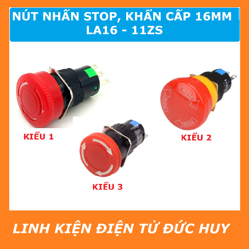 CÔNG TẮC NÚT NHẤN KHẨN CẤP STOP LA16 11ZS, PHI 16MM