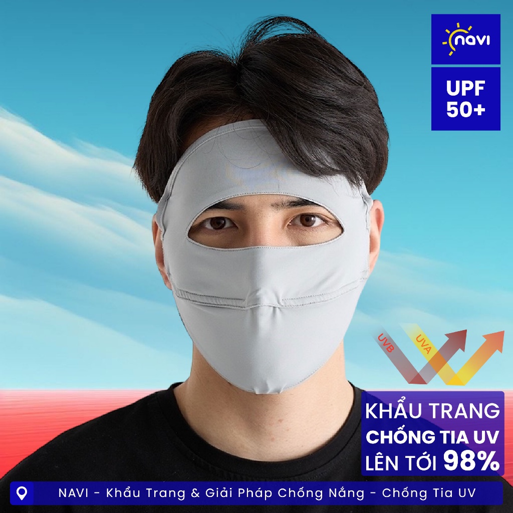 Khẩu Trang Chống Tia UV Cho Nam Giớ Toàn Mặt Full Face 360 i Vải Thun Lạnh UPF 50+ 2 Lớp