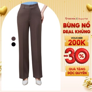  Quần ống suông nữ 25QAW-274 chất liệu vỏ hàu cạp cao 5 phân 2 cúc bản cạp trên rốn Thái Hòa 