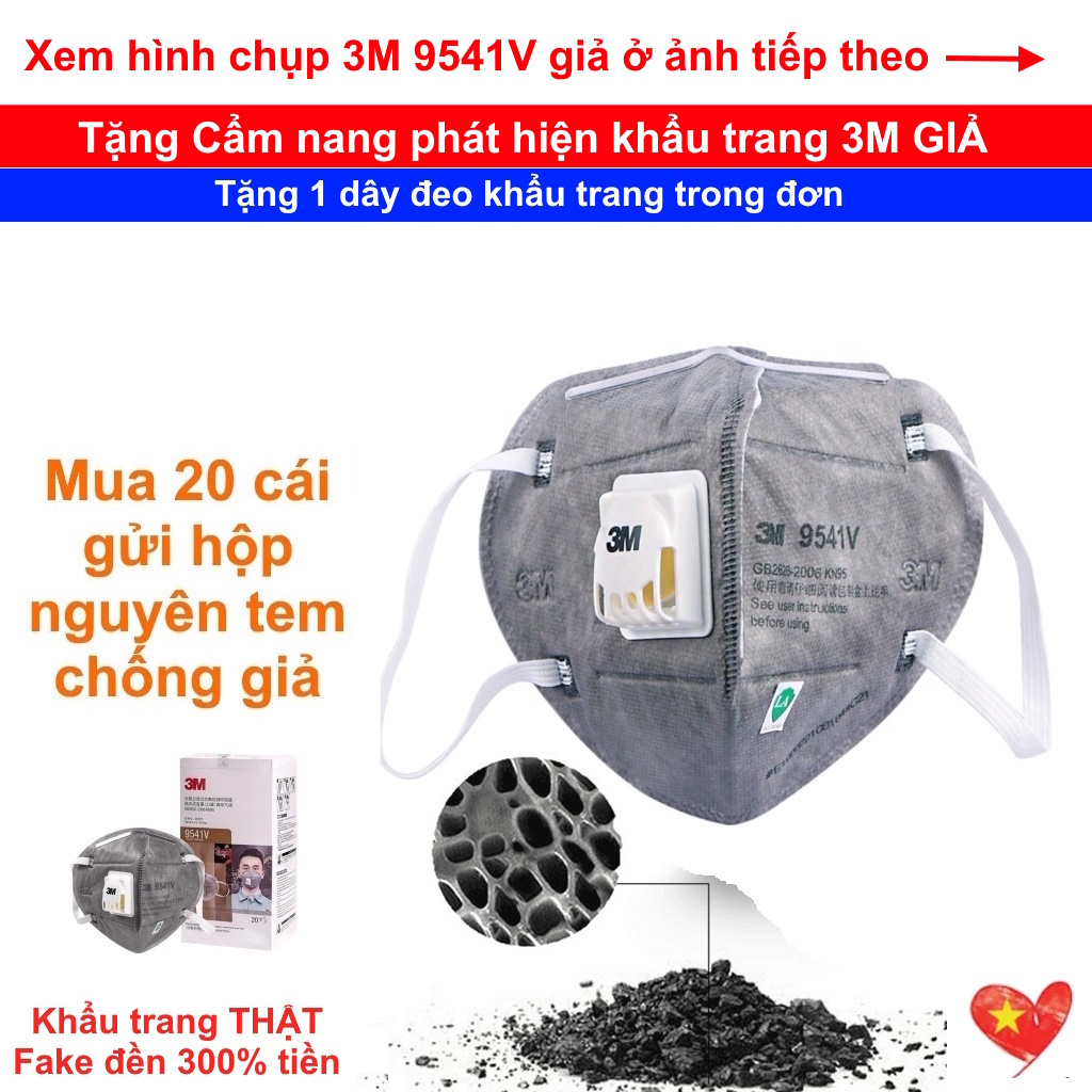 🔥SẴN HÀNG khẩu trang 3M 9541V N95 KN95 than hoạt tính lọc 95% bụi mịn PM2.5 có van thở chống ô nhiêm
