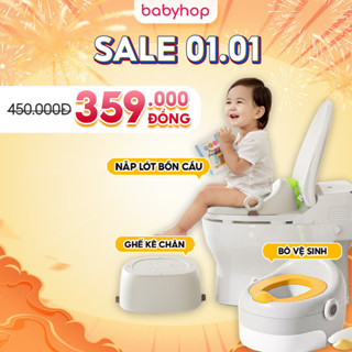  Bô cho bé đi vệ sinh 3 trong 1 hình khủng long babyhop bô vệ sinh kèm nắp lót bồn cầu và bệ kê chân 