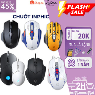  Chuột INPHIC pin sạc 6 nút công thái học silent tắt tiếng chống ồn led RGB 16 triệu màu 12800 DP 