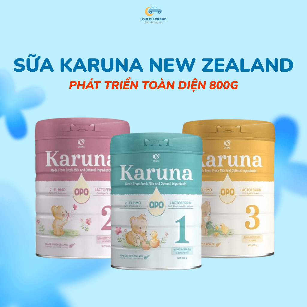 Sữa Karuna New Zealand Phát Triển Toàn Diện Bổ Sung Opo Probiotics Chất Xơ Số 1 2 3 800gr