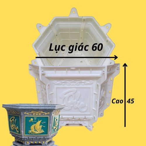 Khuôn đúc chậu cảnh LỤC GIÁC 60 cao 45 Chất liệu Nhựa ABS cao cấp Dùng làm chậu cây cảnh xi măng 