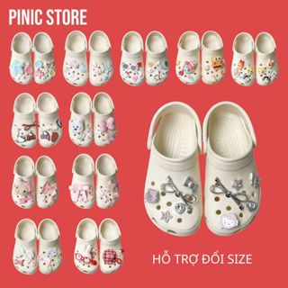  Dép Charm Xinh Dép Quai Hậu   CÓ CHỮ   Dễ Thương Nam Nữ Hỗ Trợ Đổi Size PINIC STORE 
