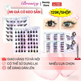  Lông Mi Giả Tự Dính Có Keo Sẵn Bronicy 129K 5Hộp Mi Cáo Anime Mắt Ướt Mẫu Cụm +Mi Dưới Thể Tái Sử 
