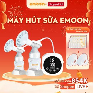  Máy hút sữa điện đôi Emoon cao cấp phễu Silicon với 3 chế độ hút không đau massage thoải mái hút kiệt sữa êm ái 